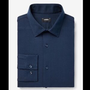 Express Classic Stretch Modern Tech 1MX Dress Shirt Dark Navy Blue